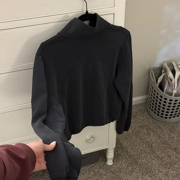 Lululemon Black Brushed Softstreme Ribbed Half Zip - Picture 7 of 12